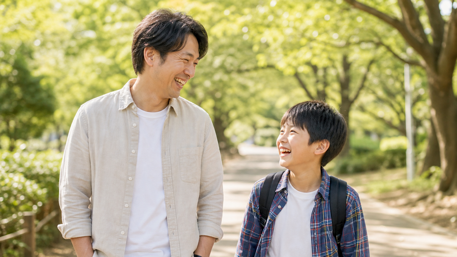 タクシードライバーの休日に家族と過ごす様子